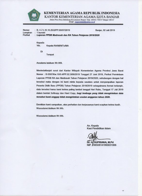 Format Laporan PPDB 2019 - 2020