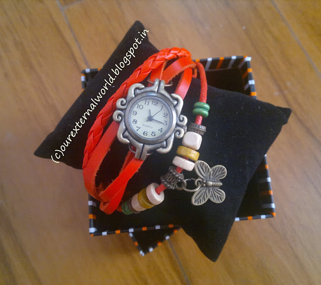 Handwoven Bracelet Watch With Butterfly Charm