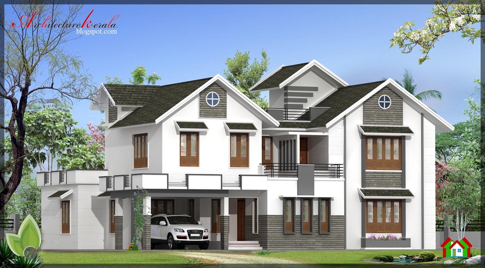 Architecture Kerala 3000  SQ  FT  HOUSE  ELEVATION