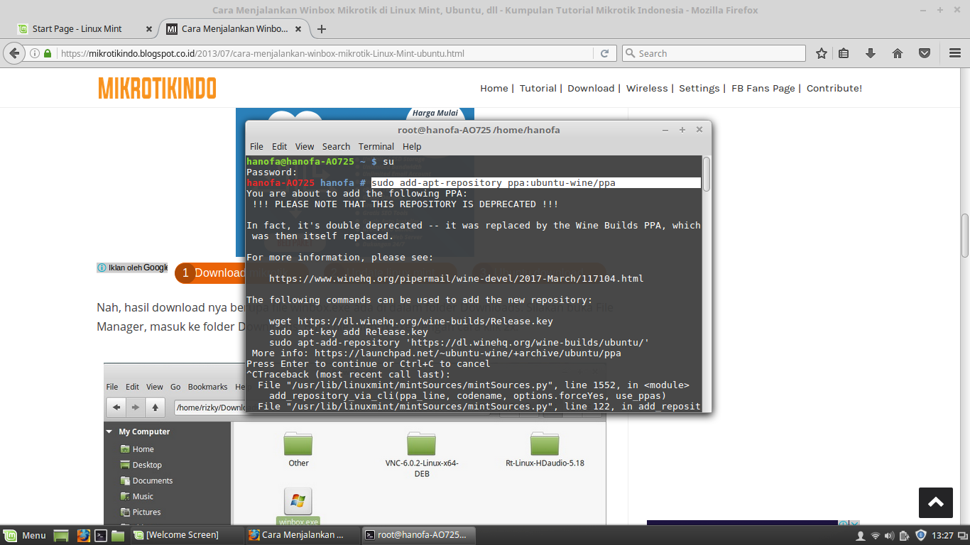 Hanofa Blog Implementasi Instalasi Winbox Di Linux Mint