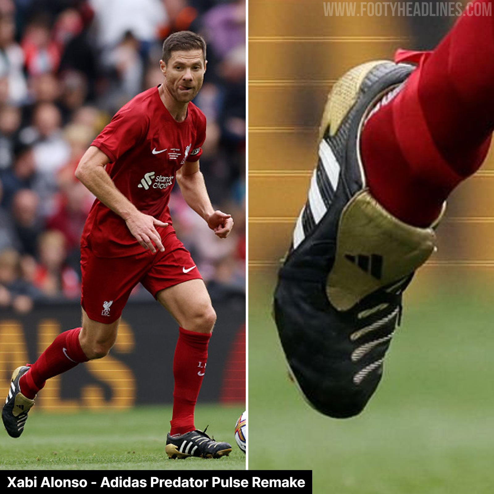 Xabi Alonso Wears Classy Predator Boots - Liverpool vs Manchester United Legends Boots - Footy Headlines