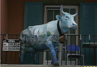 Heidi the blue cow statue.