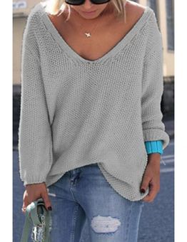 Women's V-Neck Casual Oversized Sweater