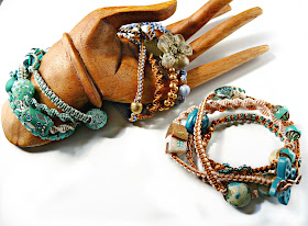 Micro macrame wrap bracelets by Sherri Stokey.