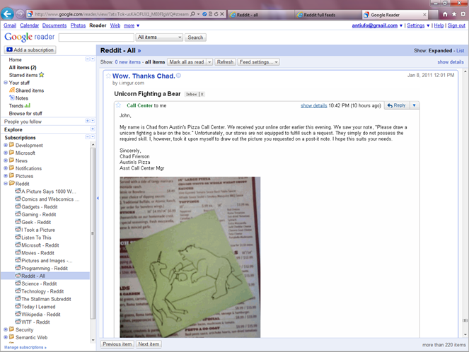 Reddit full RSS feeds on Google Reader