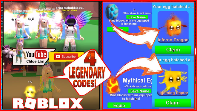 Chloe Tuber Roblox Mining Simulator Gameplay 4 New Codes For Legendary Egg And Crates - moab roblox