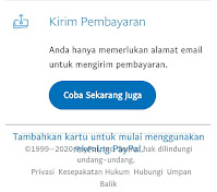 Bukti rekening paypal berhasil dibuat