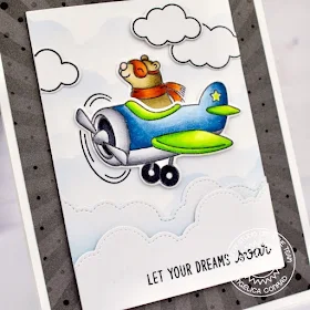 Sunny Studio Stamps: Plane Awesome Fluffy Clouds Border Dies Let Your Dreams Soar Card by Angelica Conrad