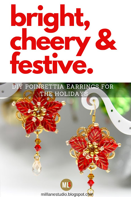 Bright and cheery poinsettia earrings 