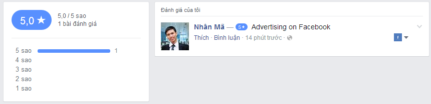 Hướng dẫn cách tạo đánh giá review 5 sao cho trang Fanpage trên Facebook