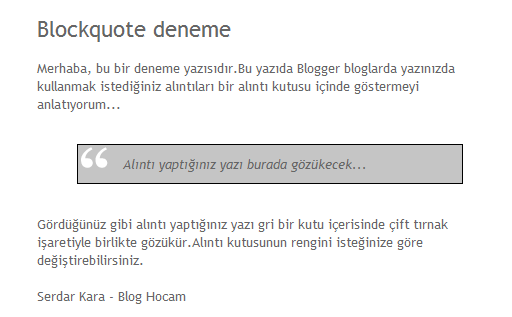 Blogger alıntı kutusu