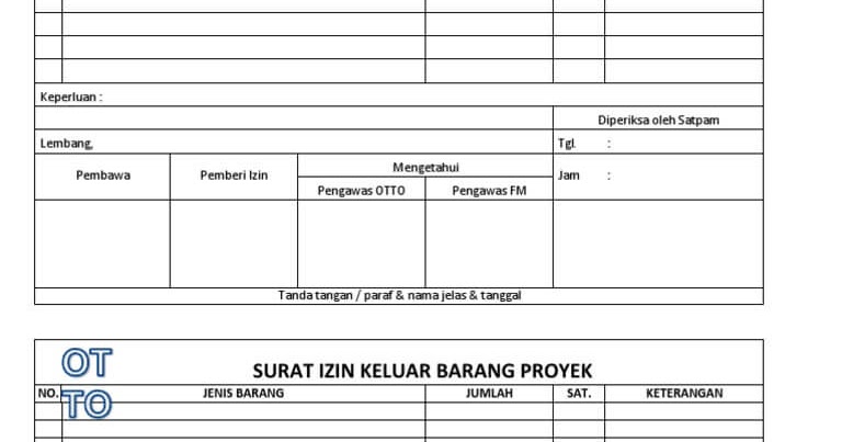 Contoh Surat Permohonan Izin Keluar / Masuk Barang 