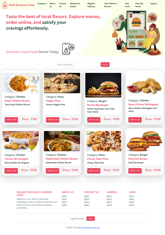 multi restaurant online food ordering website image
