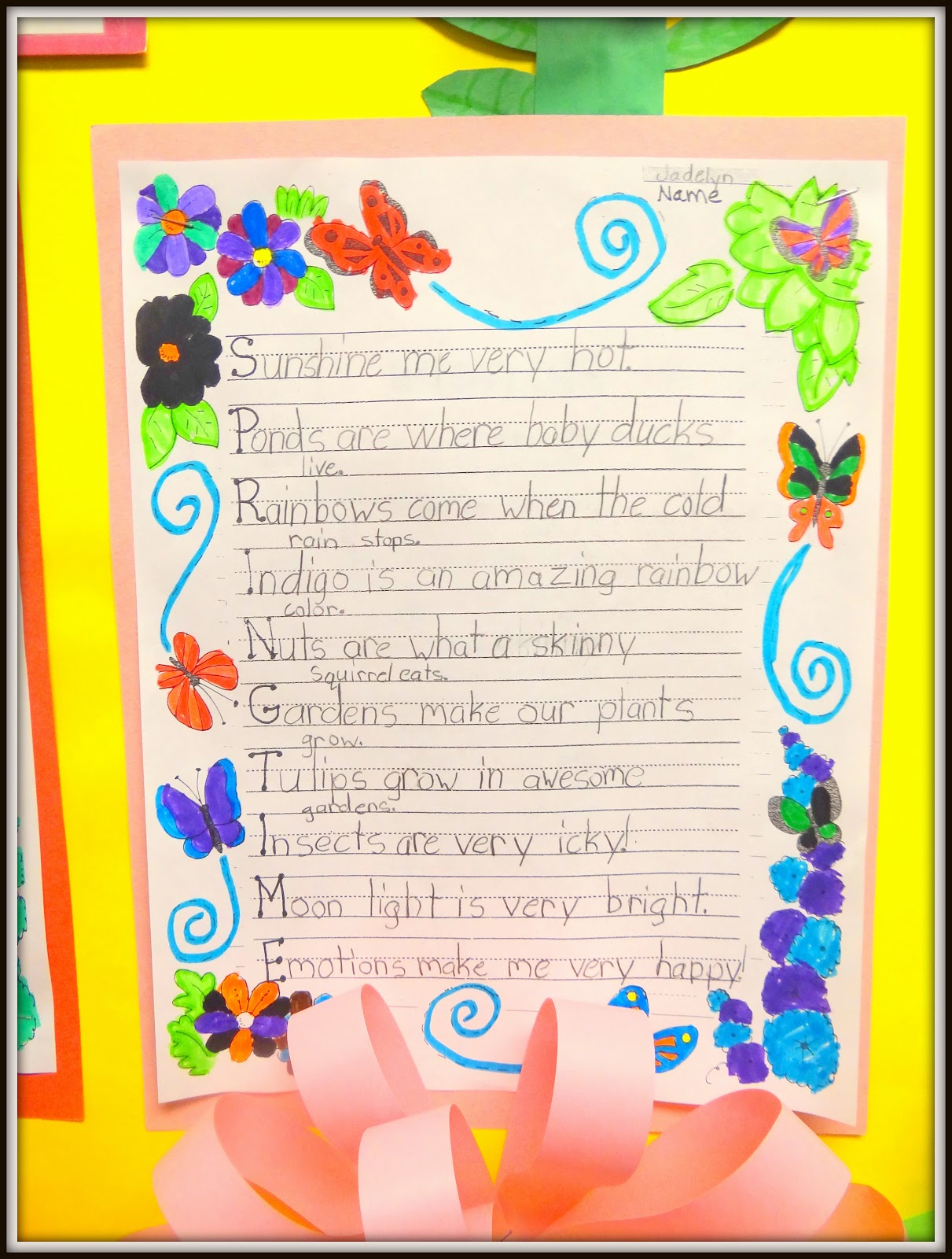 Springtime Acrostic Poems And Pom Pom Flowers Patties Classroom