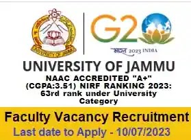 Jammu University Faculty Vacancy Recruitment 2023