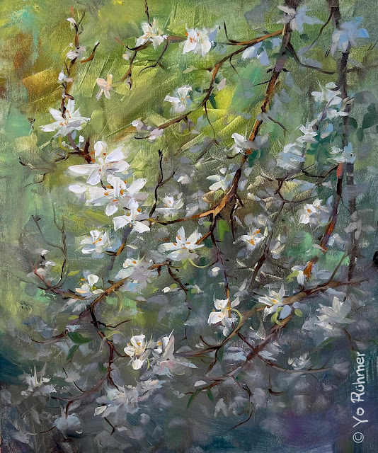 Blüten gemalt Ölbild pleinairmalerei