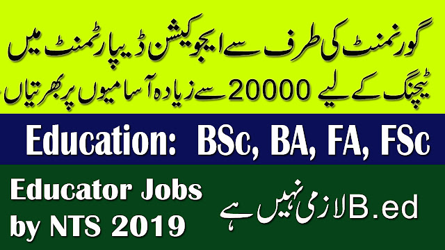 Elementary and Secondary Education KPK Jobs 2019 | 20000+ Vacancies By NTS 