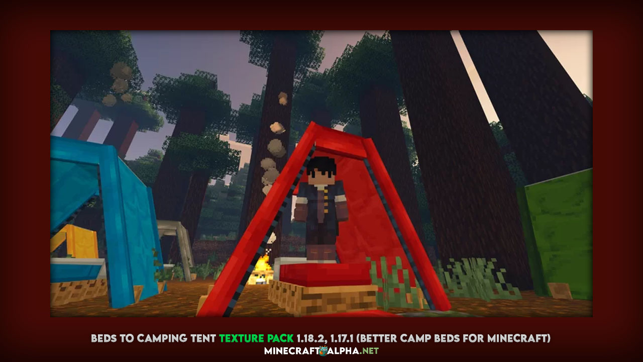 Beds to Camping Tent Texture Pack 1.18.2, 1.17.1 (Better Camp Beds for Minecraft)