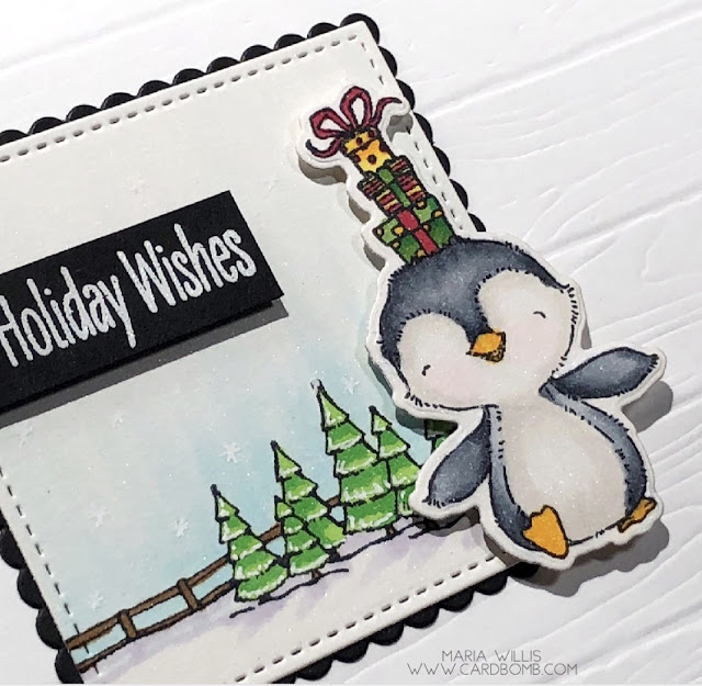 #cardbomb, #mariawillis, #cards, #craft, #create, #handmade, #cardmaking, #christmas, #penguin, #stamp, #copics, #copicmarkers, #art, #color, #ink, #paper, #simonsaysstamps, 