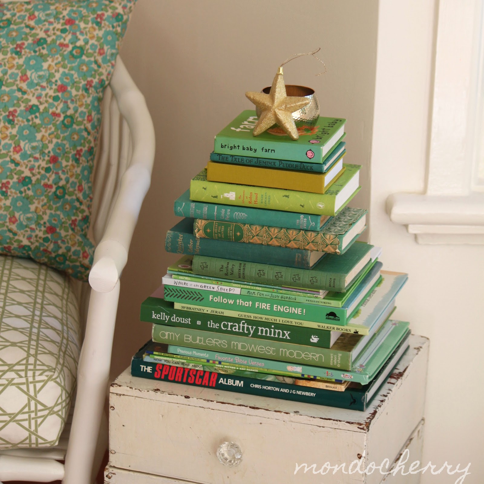 small bite of mondocherry: decorating with books for Christmas...