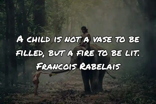 A child is not a vase to be filled, but a fire to be lit. Francois Rabelais