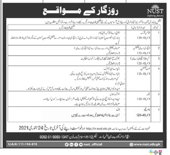 nust-jobs-2021-islamabad-national-university-of-science-technology-apply-online