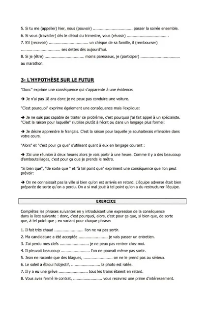 Expression de la condition et de l'hypothèse Niveau :3 ASC