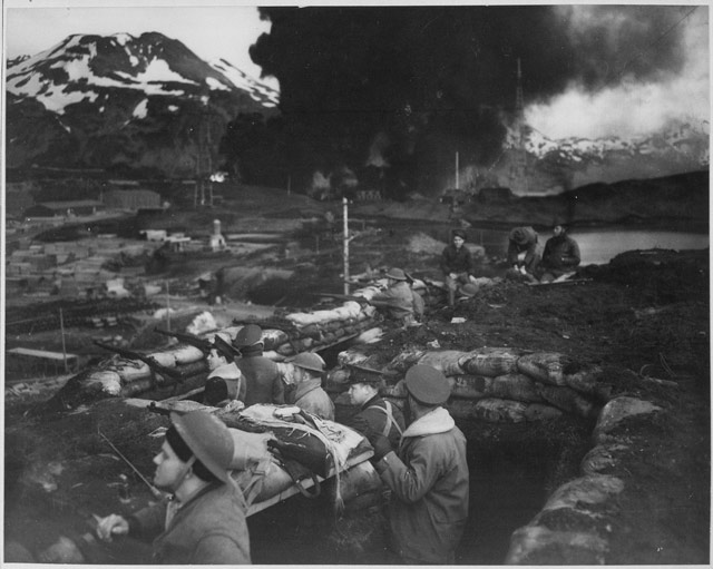 Marines waiting out the bombing of Dutch Harbor, 3 June 1942 worldwartwo.filminspector.com