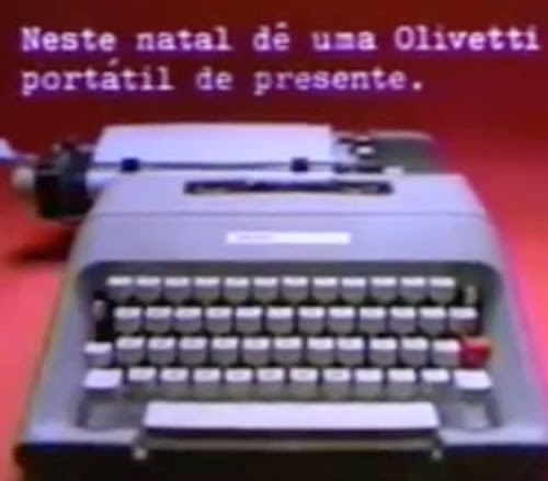 Campanha de Natal para promover a venda das máquinas de escrever Olivetti, nos anos 80.