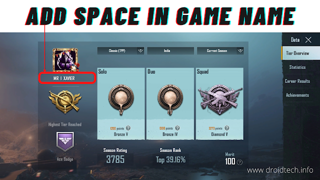 Add space in game name for PUBG and bgmi