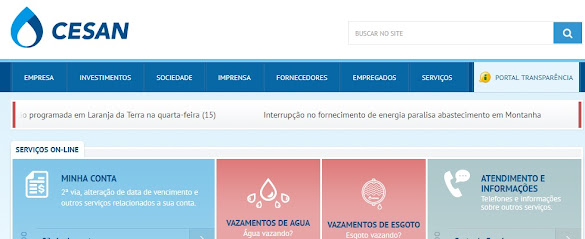 Print da home do site da Cesan