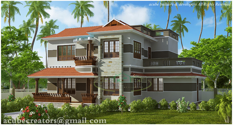 beautiful, variety Kerala style home design - 2300 sq.ft. (Plan 133) title=