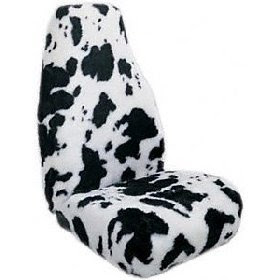 Saddleman Wild Animal Print Fur Bucket Seat Cover - Cow Print 