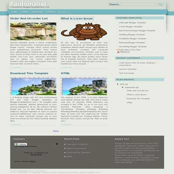 free Fantomalist magazine style blogger template convert from wordpress theme to blogger template with 3 column footer template