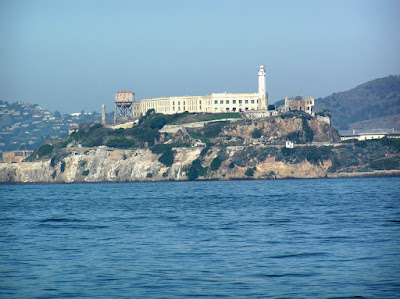 A close up of Alcatraz (The Rock) in San Francisco Bay