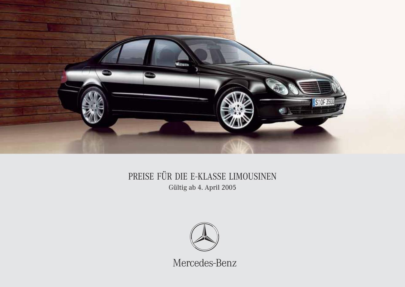 Mercedes-Benz W 211 E-Klasse Limousine Preisliste 04/2005