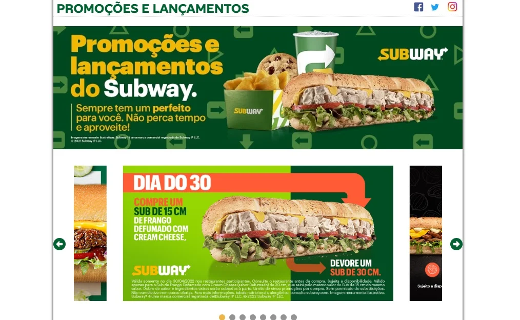 Subway Promoção Compre Um Sub de 15cm e Leve Um de 30cm