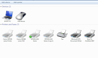 printer default settings windows 7