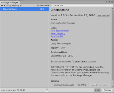 Installing the Cinemachine Package