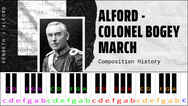Colonel Bogey March by Kenneth J. Alford Piano / Keyboard Easy Letter Notes for Beginners