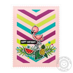 Sunny Studio Stamps: Frilly Frames Fabulous Flamingos Fresh & Fruity Tropical Paradise Happy Word Die Summer Themed Cards by Anja Bytyqi and Vanessa Menhorn