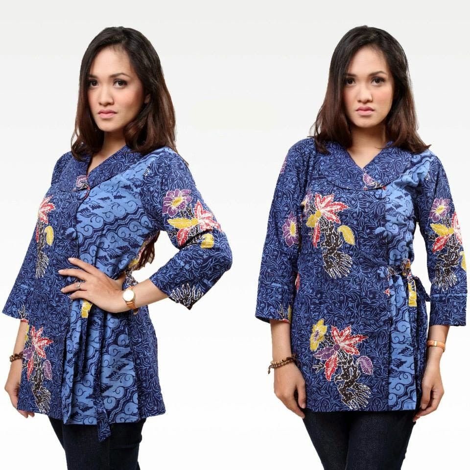  23 model  baju kemeja  batik  untuk wanita  kancing samping 