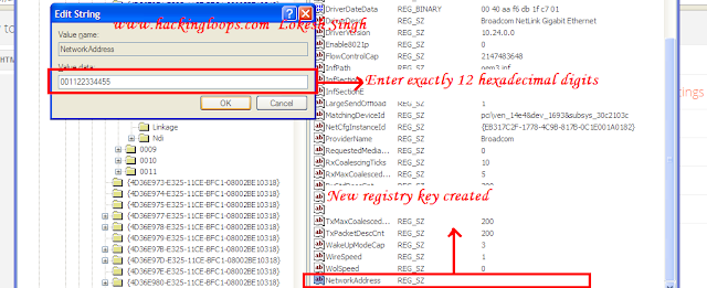 Enter new mac address in network key