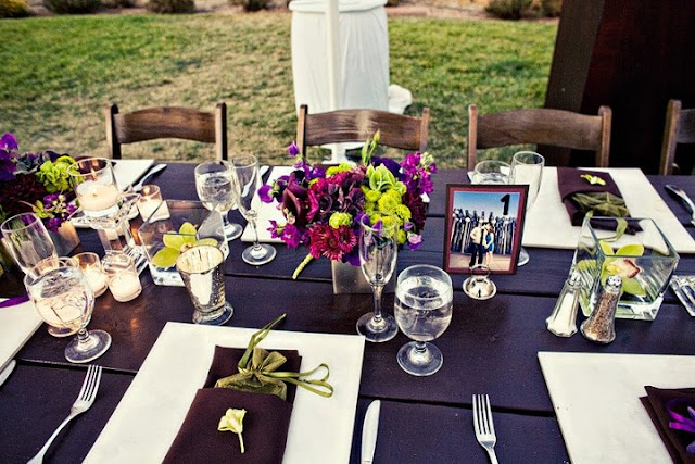 DECORACION CENTRO DE MESA EN TONO MORADO VIOLETA PURPURA