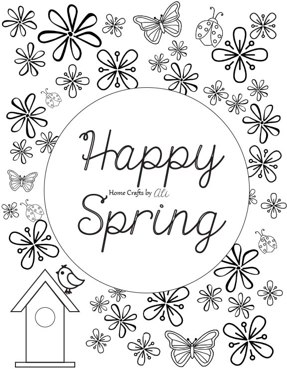 Happy Spring Printable Coloring Page - Home Crafts by Ali