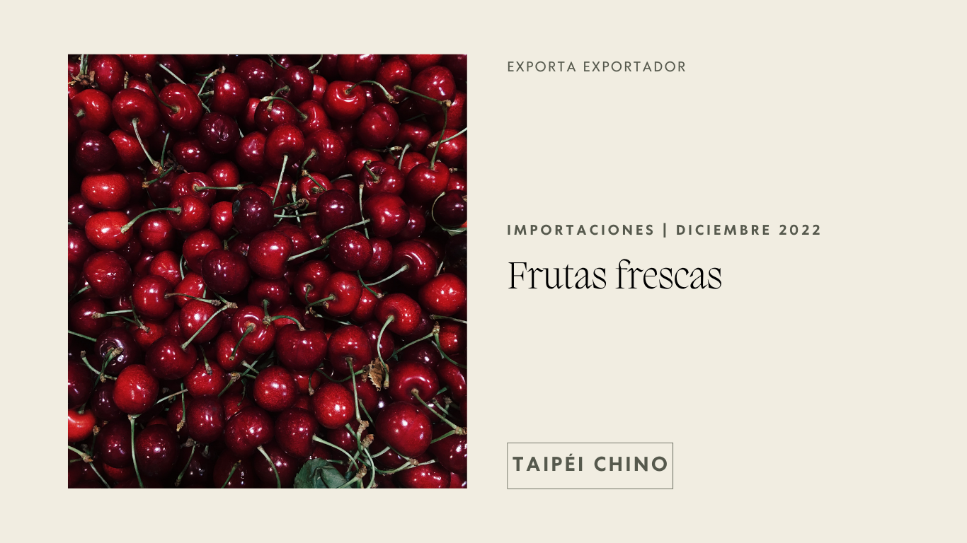 Reporte de las importaciones de Taipéi Chino (Taiwán) de frutas a diciembre del 2022