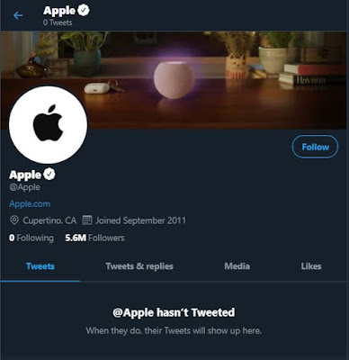 Screenshot of Apple's Twitter handle