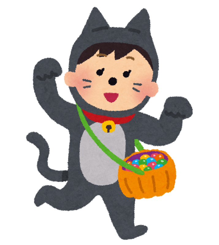 ハロウィンの仮装のイラスト 猫の変装をした女の子 かわいいフリー素材集 いらすとや