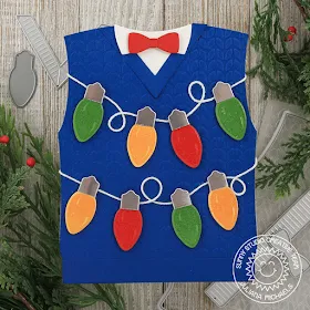 Sunny Studio Stamps: Sweater Vest Dies Merry Sentiments Ugly Christmas Sweater Card by Juliana Michaels