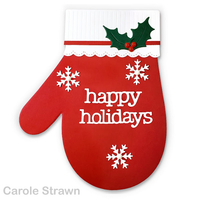 Sunny Studio Stamps: Woolen Mitten Holiday Themed Customer Card by Carole Strawn
